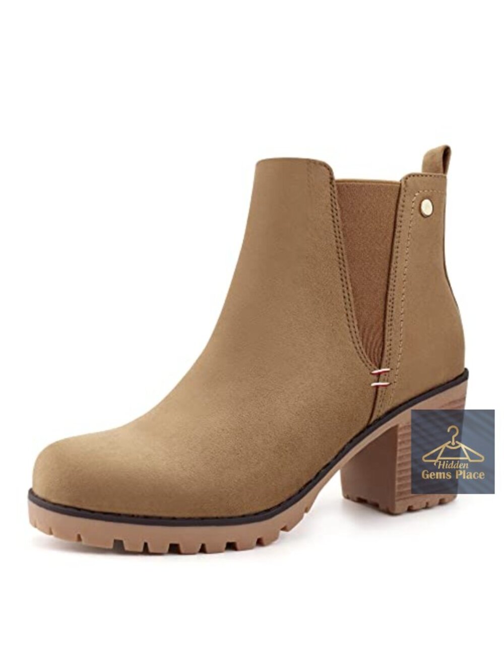 Faux Suede Chelsea Ankle Boots Slip On Block Heel